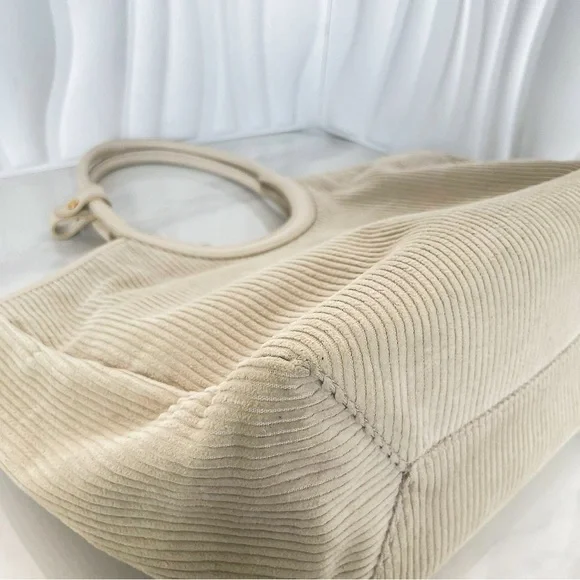 Miu Miu Beige Corduroy Top Handle Tote Bag - Picture 10 of 12